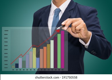 businessman pointing to bargraph 
