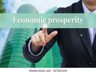 Businessman Pointing To Economic Prosperity Concept.