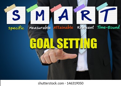 Businessman Pointing Goal Setting For Smart Concept