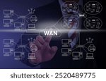 Businessman pointing on wide-area network(WAN) diagram for marketing