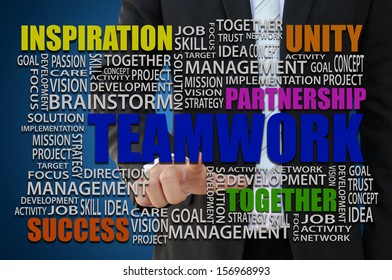 Businessman Pointing Teamwork Key Word Business Stock Photo 156968993 ...