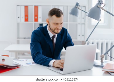 Businessman Portrait Office Working His Laptop Stock Photo (Edit Now ...