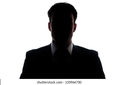 Businessman Portrait Silhouette And A Mysterious Face