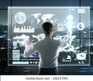 businessman presses interface, high resolution - Powered by Shutterstock