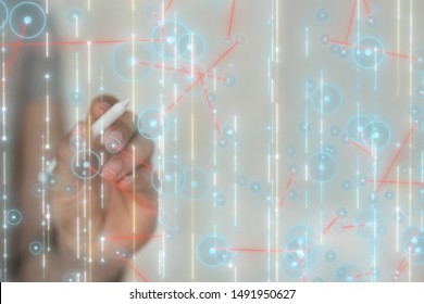 Businessman pressing document icon over computer binary code 