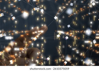 Businessman pressing document icon over computer binary code  - Powered by Shutterstock - Get 15% off with code: PIKWIZARD15