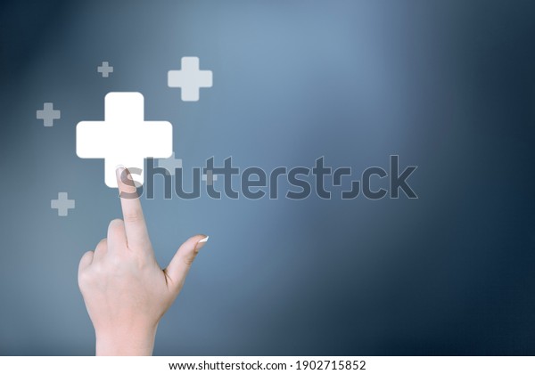 Businessman
pushing button positive or medical
thing.