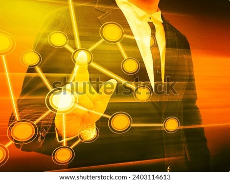 businessman pushing a touch screen interface