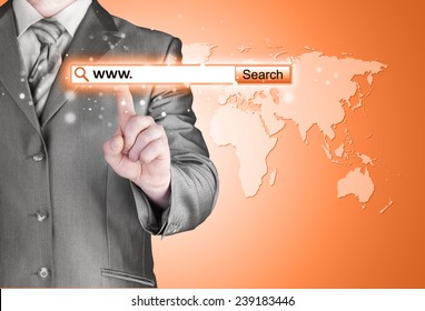 Businessman pushing virtual search bar - Shutterstock ID 239183446