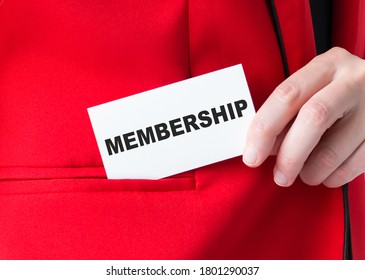 Businessman Putting A Card With Text Membership In The Pocket