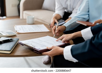 Businessman Reading Documents At Meeting, Business Partner Considering Contract Terms Before Signing Checking Legal Contract Law Conditions