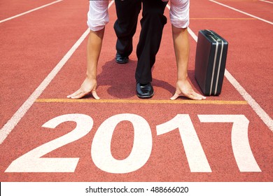 businessman ready to run and 2017 new year concept - Powered by Shutterstock