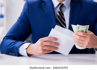 Businessman Receiving His Salary And Bonus