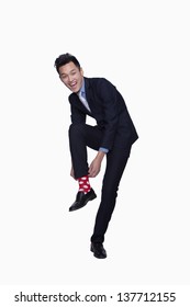 Businessman With Red Polka Dot Socks