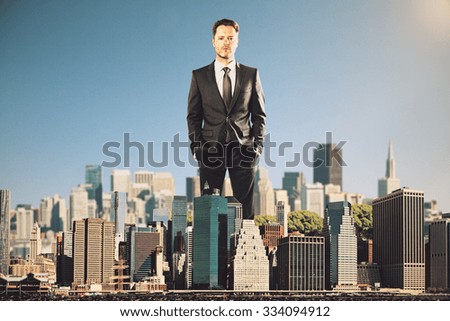 Businessman rules the city concept