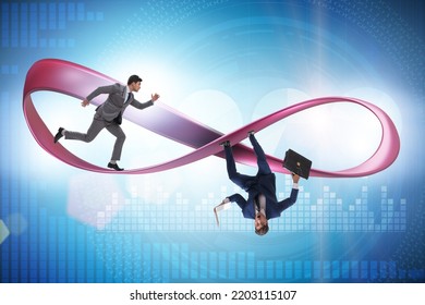 Businessman Running On The Endless Loop