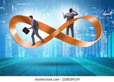 Businessman Running On The Endless Loop