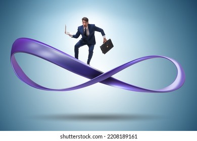 Businessman Running On The Endless Loop