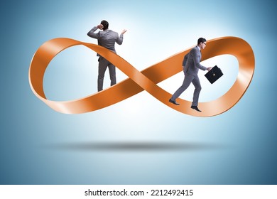 Businessman Running On The Endless Loop