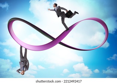 Businessman Running On The Endless Loop