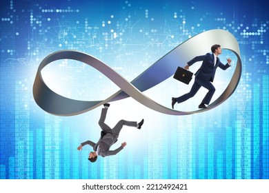 Businessman Running On The Endless Loop