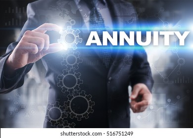 Businessman Selecting Annuity On Virtual Screen.