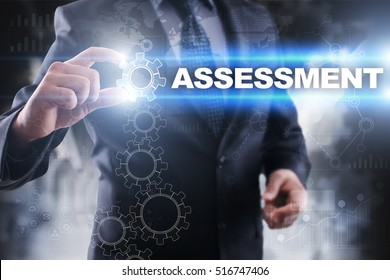 Businessman Selecting Assessment On Virtual Screen.