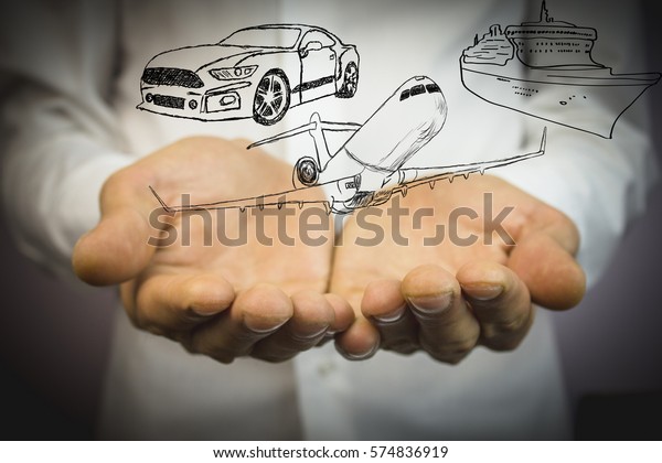 Businessman selecting\
means of\
transportation