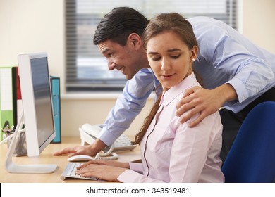 Businessman Sexually Harassing Female Colleague