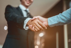 Businessman Shake Hands And Get To Know Each Other Before They Start Talking About Business.Bussiness,working, Success Concept 