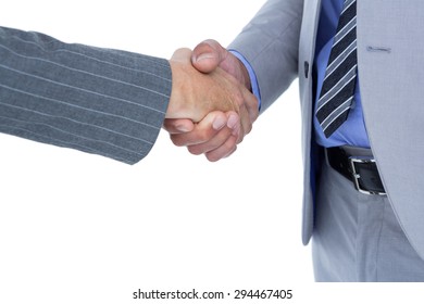 Businessman Shaking Hands With A Co Worker On White Background