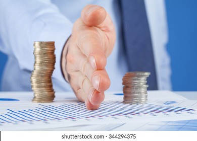 Businessman Sharing Profit, Closeup Shot