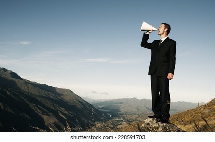 Man Shouting On Top Mountain High Res Stock Images Shutterstock