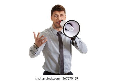 Businessman Shouting Through Megaphone Stock Photo 367870439 | Shutterstock