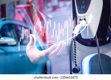 	
Businessman show business growth investment stock finance profit graph of marketing financial increase trade chart. Charging an electric car battery, new innovative technology EV Electrical vehicle. - Shutterstock ID 2204651873