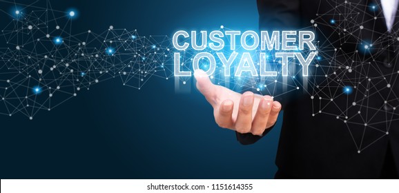 Businessman Showing Customer Loyalty. Customer Loyalty Concept.