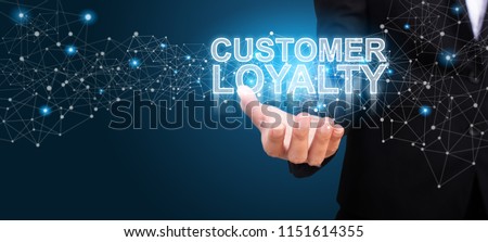 Businessman showing Customer Loyalty. Customer Loyalty concept.