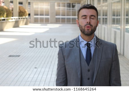 Businessman showing forbearance during difficult circumstances 
