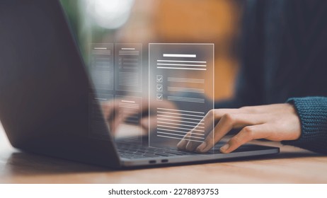 Businessman showing online document validation icon, Concepts of practices and policies, company articles of association Terms and Conditions, regulations and legal advice, corporate policy - Shutterstock ID 2278893753