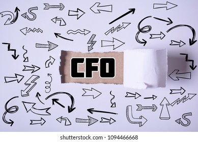 A businessman shows an inscription:CFO