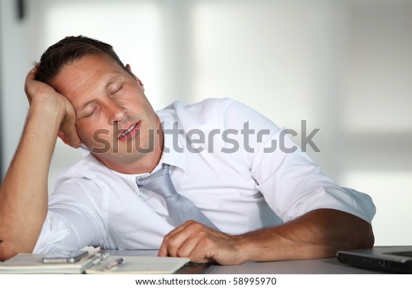 Businessman Sleeping His Desk Stock Photo Edit Now 58995970