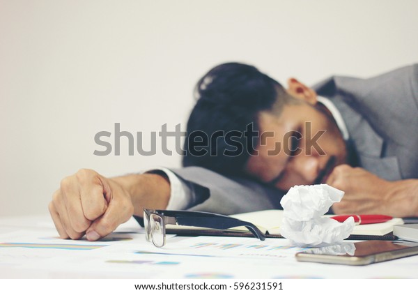 Businessman Sleeping His Desk Working Over Stock Photo Edit Now