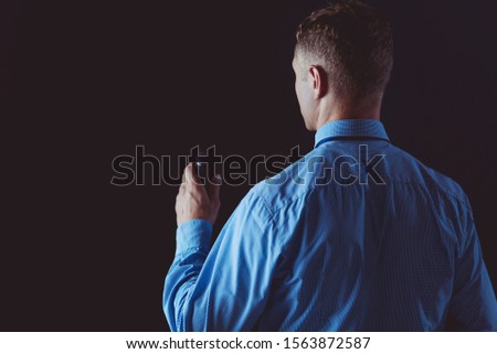 Similar – Image, Stock Photo Woman calling on phone wearing blue dress and gold wristwatch