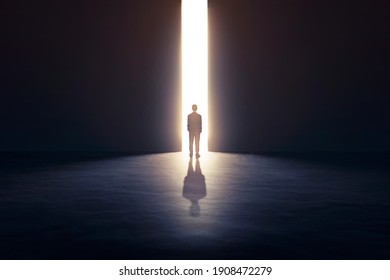 businessman stand ing to an open door. concept leader winner of business - Shutterstock ID 1908472279