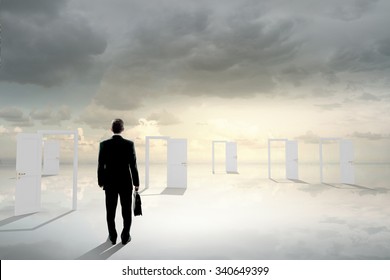 Businessman Standing Front Opened Doors Making Stock Photo 340649399 ...