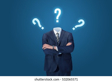 Businessman Standing Without Head Drawing Question Stock Photo (Edit ...