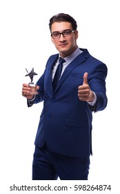 Businessman With Star Award Isolated On White