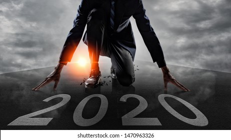 Businessman Starting to new year,The readiness of leaders, vision and new ideas are beginning in 2020. - Shutterstock ID 1470963326