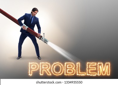 Businessman successfully dealing with problems