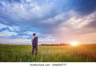 Businessman Suit Briefcase Walking On Spacious Stock Photo 1046035777 ...